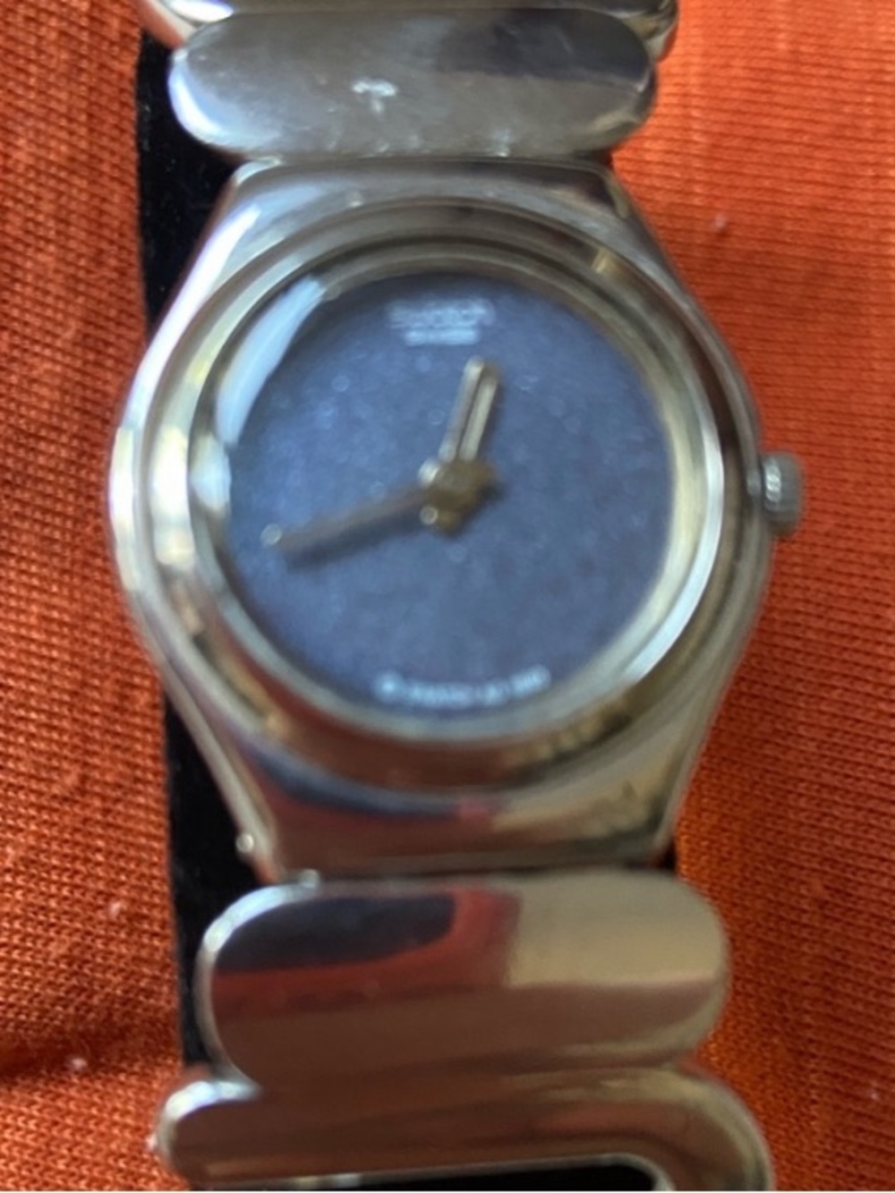 Swatch-Stainless Silver Women's Fashion Watch with Blue dial